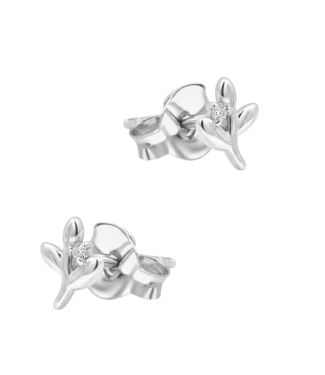 Crystal Leaf Silver Stud Earring STS-6566
